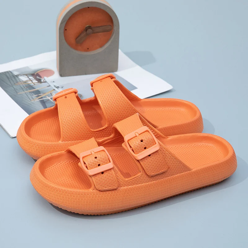 Foreign Trade Double Buckle Cool EVA Slippers Lovers Women's Beach Slippers Classic Men's Slippers