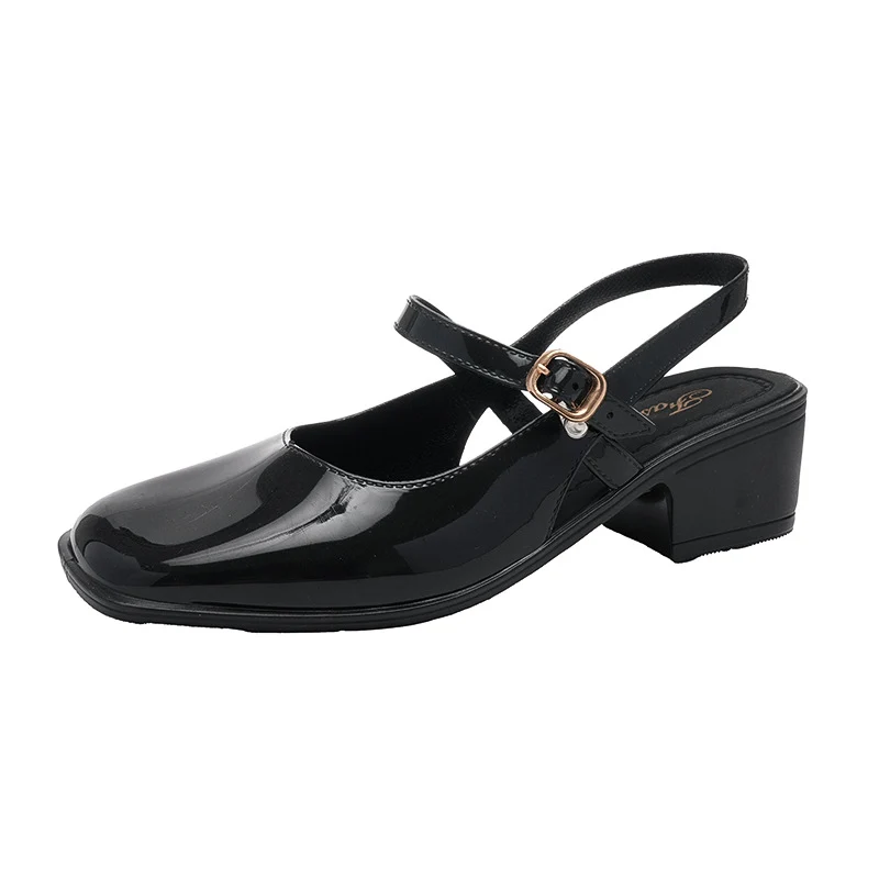 Cross-border Square Thick Heeled Baotou Sandals Women's 2025 Foreign Trade New Summer Fashion Women's Shoes Mary Jane Shallow Mouth Shoes