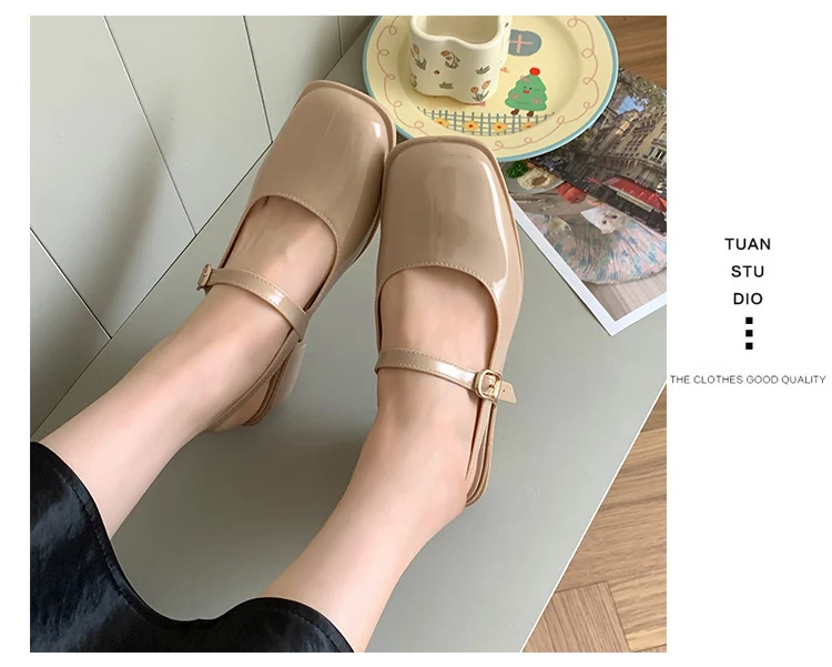 Cross-border Square Thick Heeled Baotou Sandals Women's 2025 Foreign Trade New Summer Fashion Women's Shoes Mary Jane Shallow Mouth Shoes