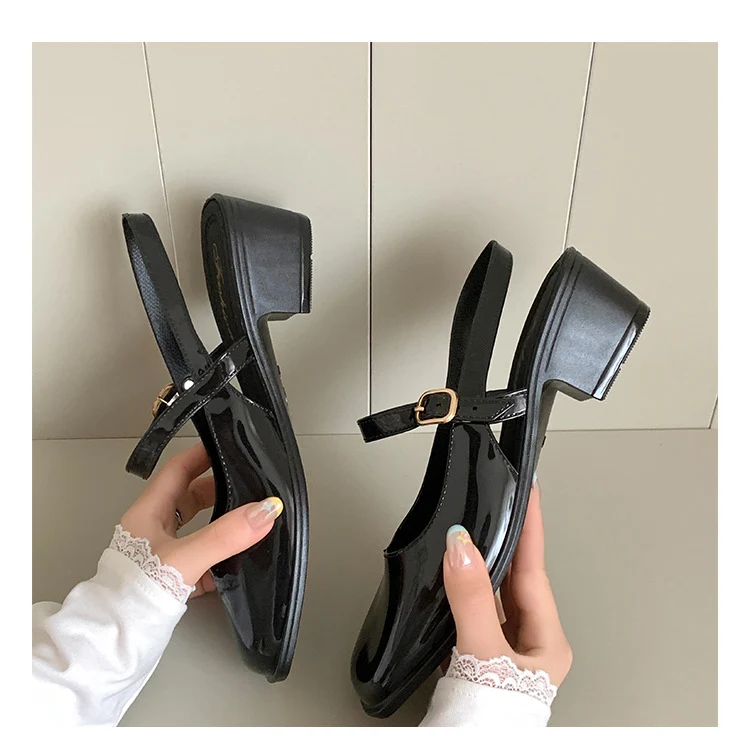 Cross-border Square Thick Heeled Baotou Sandals Women's 2025 Foreign Trade New Summer Fashion Women's Shoes Mary Jane Shallow Mouth Shoes