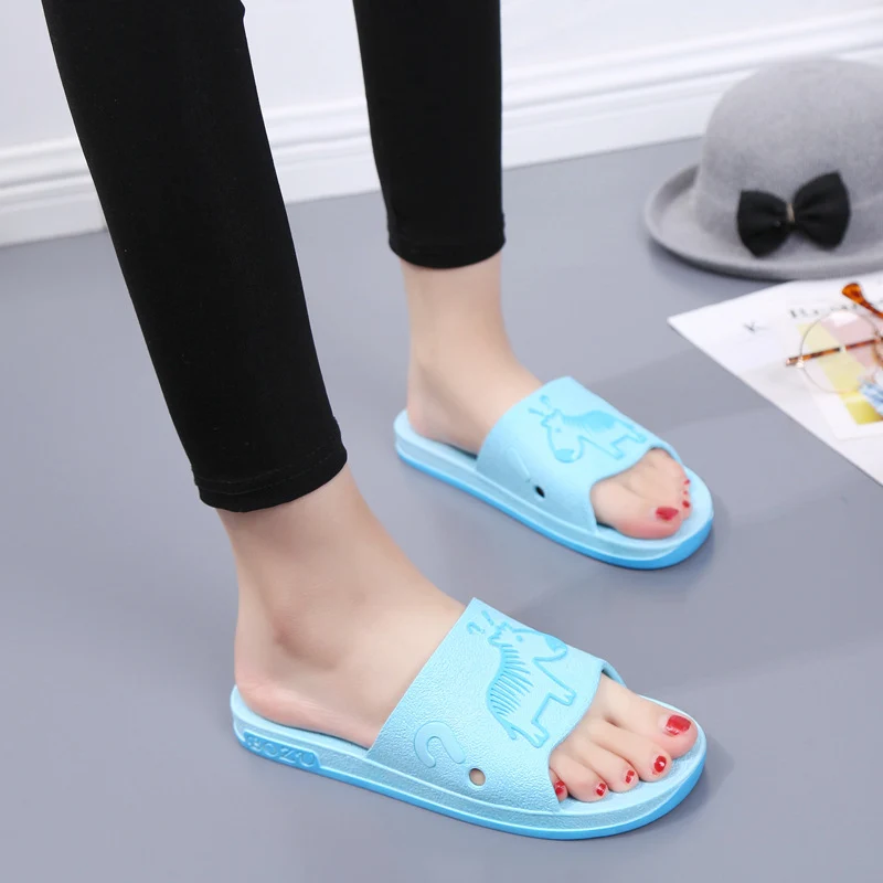 Summer Pvc Bathroom Slippers Home Cartoon Couple Slippers Indoor Cute Bath Non-Slip Sandals Women's Stall