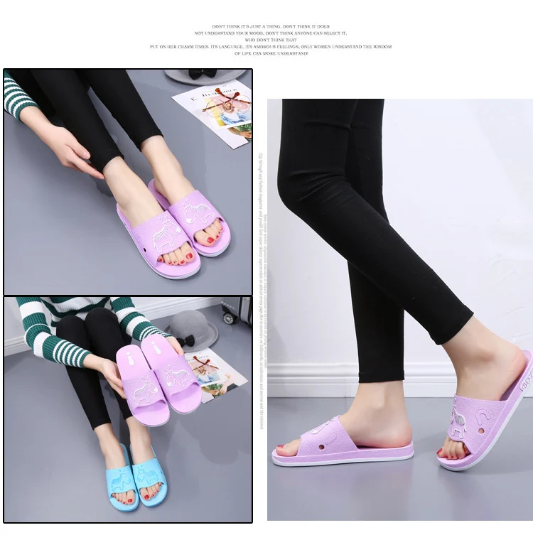 Summer Pvc Bathroom Slippers Home Cartoon Couple Slippers Indoor Cute Bath Non-Slip Sandals Women's Stall