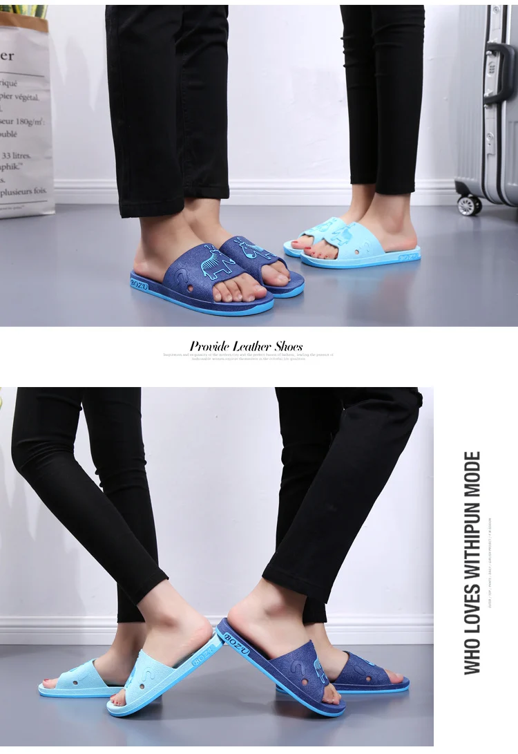 Summer Pvc Bathroom Slippers Home Cartoon Couple Slippers Indoor Cute Bath Non-Slip Sandals Women's Stall