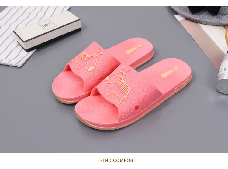 Summer Pvc Bathroom Slippers Home Cartoon Couple Slippers Indoor Cute Bath Non-Slip Sandals Women's Stall