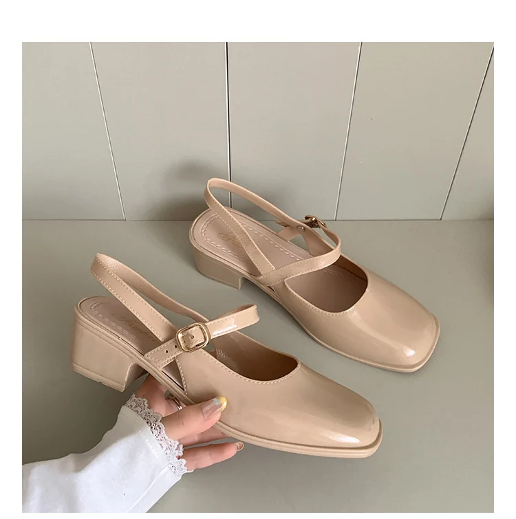 Southeast Asia New Style Baotou Wedge Buckle Fashion All-match Mary Jane Thick Heel Shallow Mouth Shoes for Women Summer