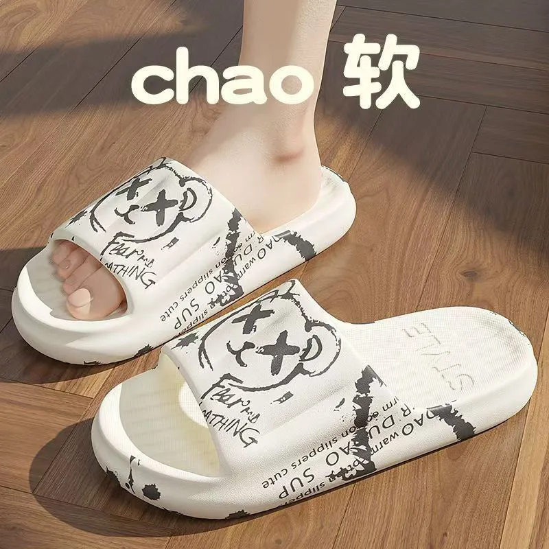 2025 New Summer Slippers for Women to Wear Outside Home Indoor Bathroom Bathing Pregnant Women Anti-Slip Anti-Odor Couple Sandals Slippers