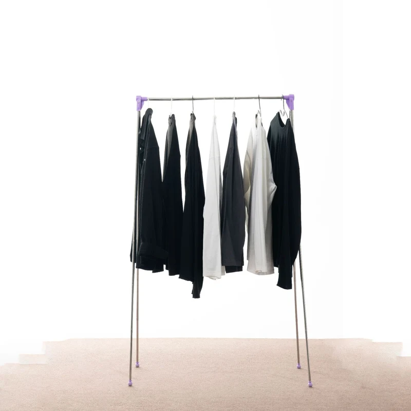 Portable Telescopic Folding Drying Rack Stainless Steel Telescopic Folding Hanger Household Bold Travel Clothes Bar