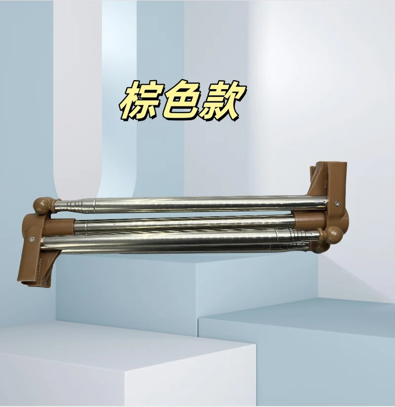 Portable Telescopic Folding Drying Rack Stainless Steel Telescopic Folding Hanger Household Bold Travel Clothes Bar