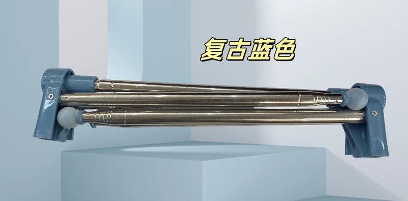 Portable Telescopic Folding Drying Rack Stainless Steel Telescopic Folding Hanger Household Bold Travel Clothes Bar