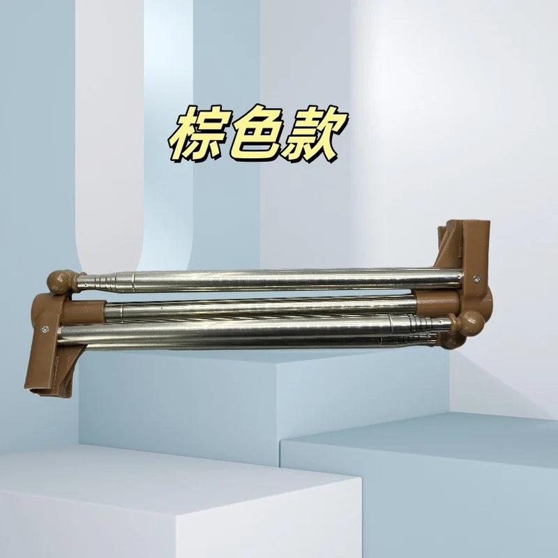 Portable Telescopic Folding Drying Rack Stainless Steel Telescopic Folding Hanger Household Bold Travel Clothes Bar