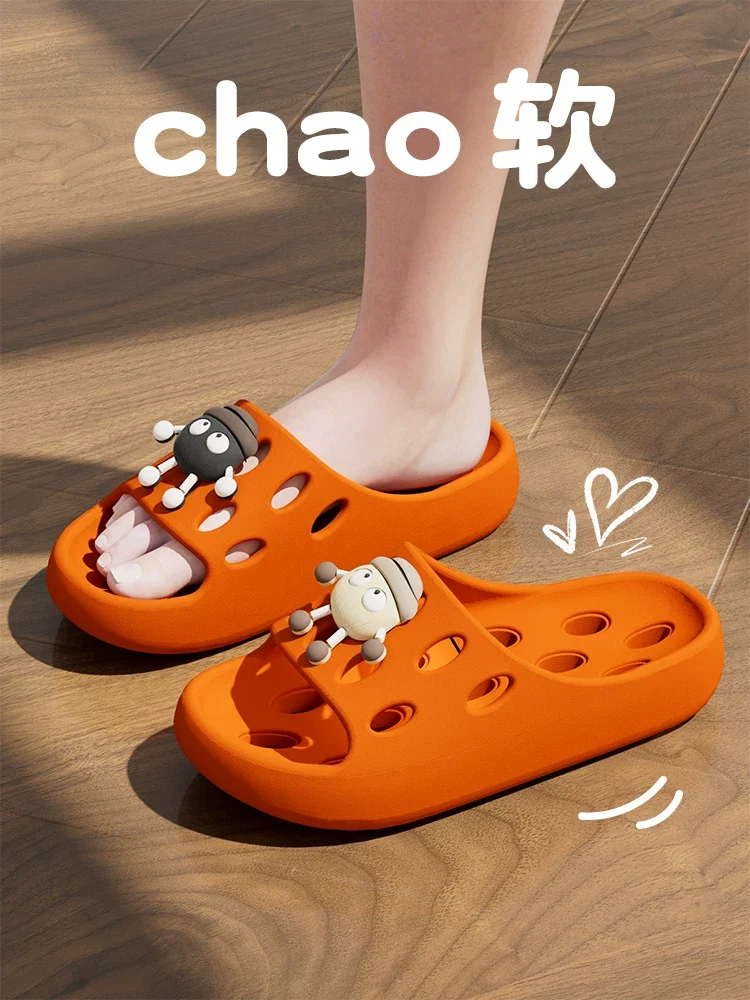 Bathroom Bath Slippers Women's Cartoon Eyes New Summer Home Dormitory Hotel Anti-slip Water Leakage Quick-drying Sandals for Men