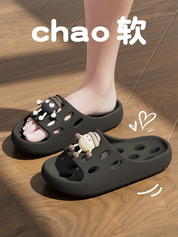 Bathroom Bath Slippers Women's Cartoon Eyes New Summer Home Dormitory Hotel Anti-slip Water Leakage Quick-drying Sandals for Men