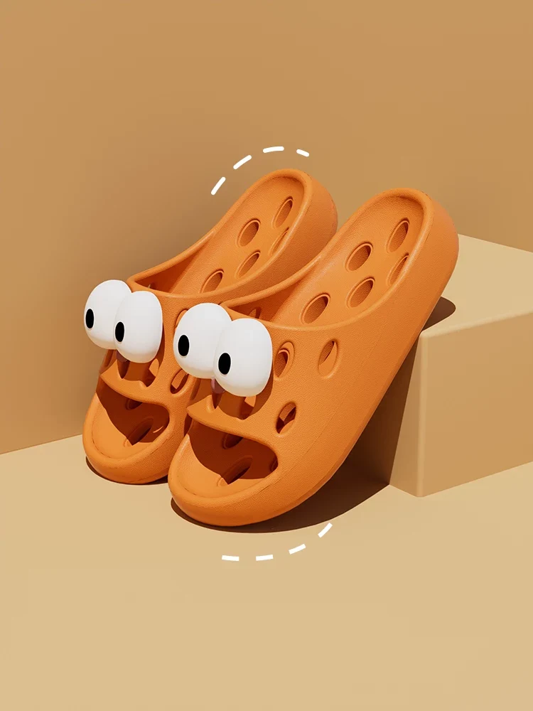 Bathroom Bath Slippers Women's Cartoon Eyes New Summer Home Dormitory Hotel Anti-slip Water Leakage Quick-drying Sandals for Men