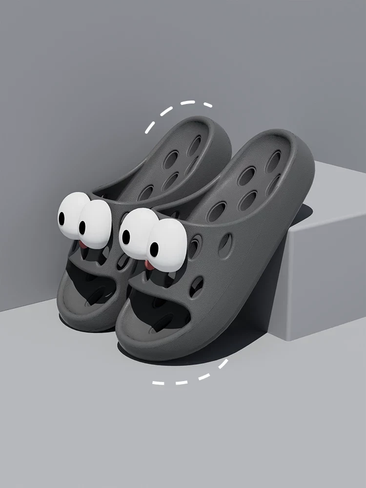 Bathroom Bath Slippers Women's Cartoon Eyes New Summer Home Dormitory Hotel Anti-slip Water Leakage Quick-drying Sandals for Men