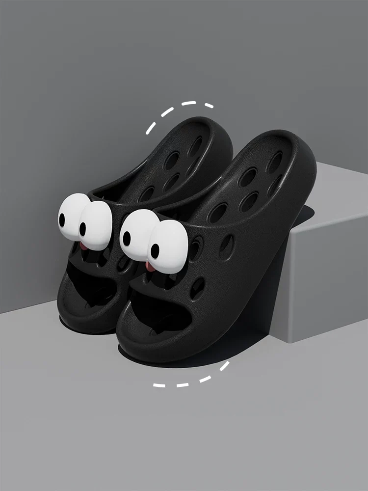 Bathroom Bath Slippers Women's Cartoon Eyes New Summer Home Dormitory Hotel Anti-slip Water Leakage Quick-drying Sandals for Men