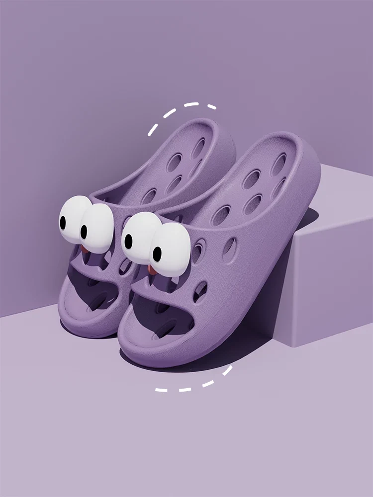 Bathroom Bath Slippers Women's Cartoon Eyes New Summer Home Dormitory Hotel Anti-slip Water Leakage Quick-drying Sandals for Men