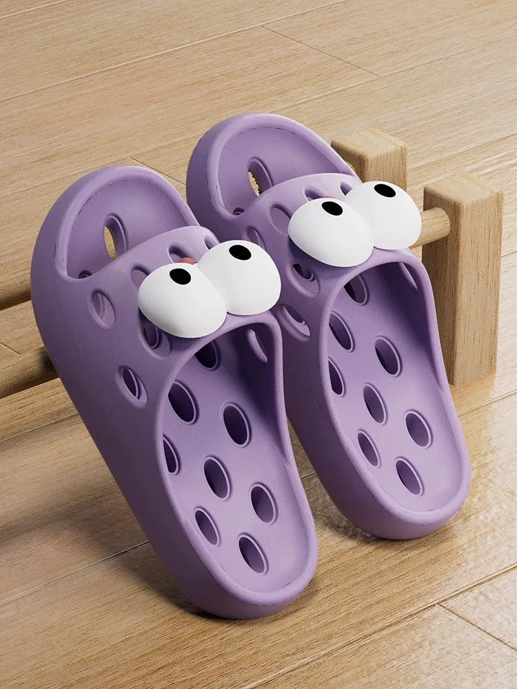 Bathroom Bath Slippers Women's Cartoon Eyes New Summer Home Dormitory Hotel Anti-slip Water Leakage Quick-drying Sandals for Men