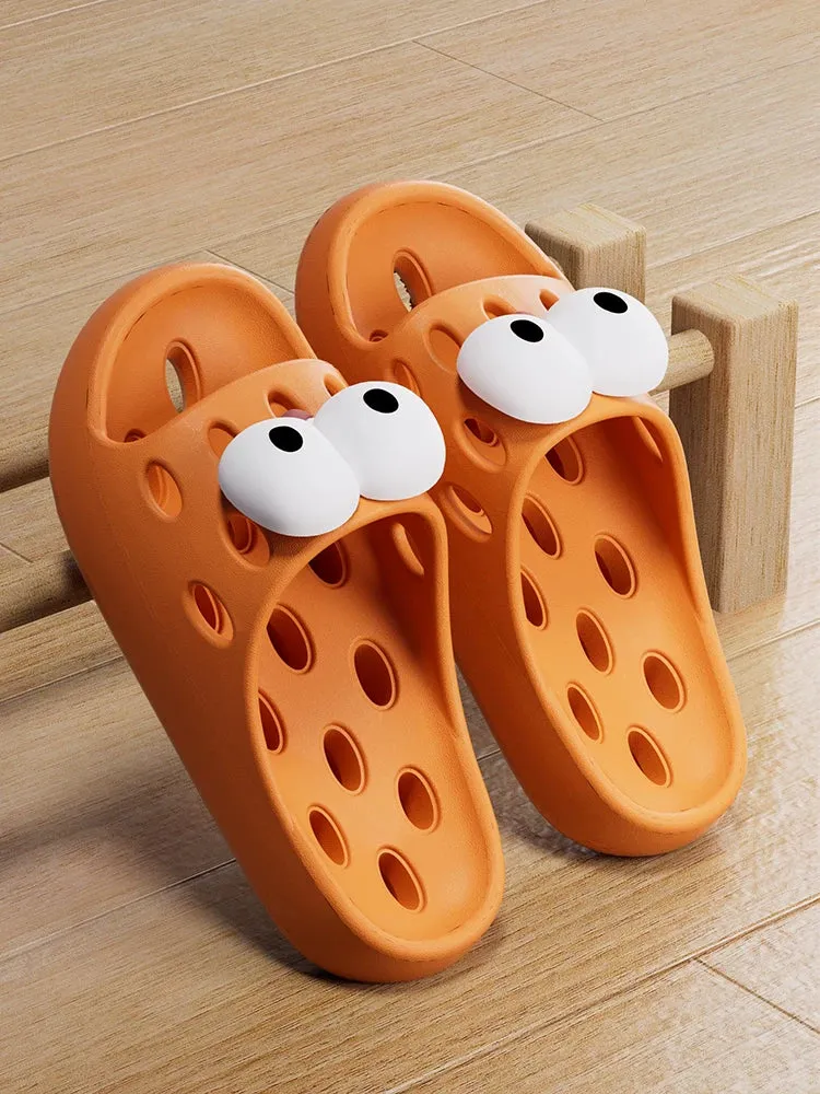 Bathroom Bath Slippers Women's Cartoon Eyes New Summer Home Dormitory Hotel Anti-slip Water Leakage Quick-drying Sandals for Men