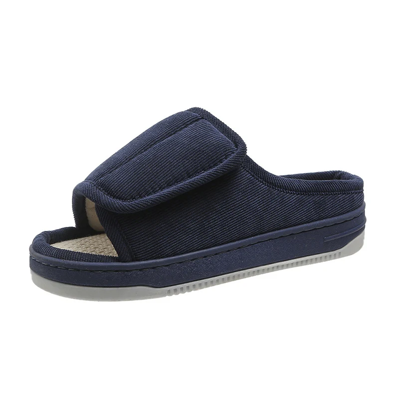 Factory direct wholesale Velcro loose feet wide fat swollen adjust middle-aged men's and women's cloth shoes linen slippers foreign trade