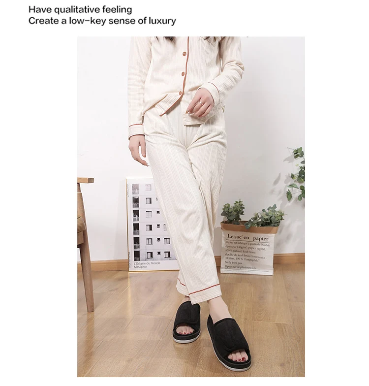 Factory direct wholesale Velcro loose feet wide fat swollen adjust middle-aged men's and women's cloth shoes linen slippers foreign trade