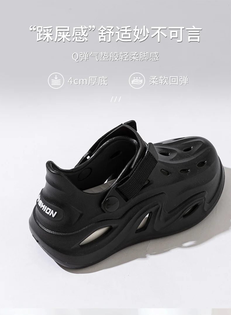 2025 Croc Shoes Men's Summer New Outerwear Non-Slip Soft Sole Baotou Men's Shoes Sports Coconut Sandals