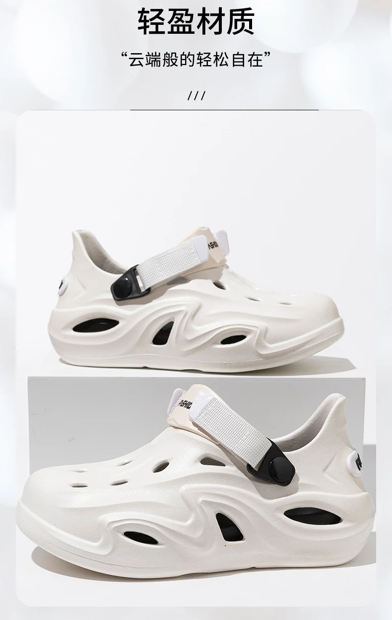 2025 Croc Shoes Men's Summer New Outerwear Non-Slip Soft Sole Baotou Men's Shoes Sports Coconut Sandals