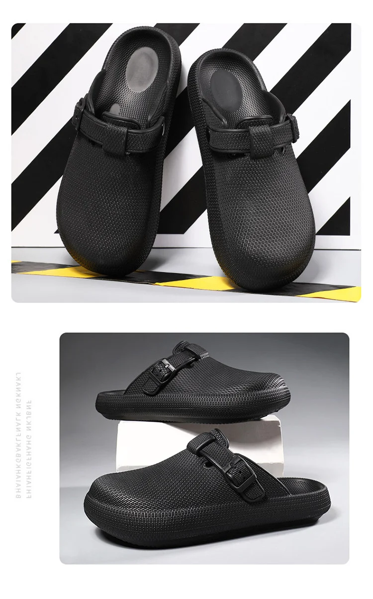 2025 Men's Closed-Toe Sandals Large Size Outdoor Non-Slip Thick-Soled Clogs Women's Half-Slip Couple's Same Style