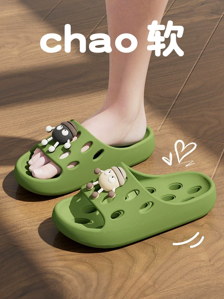 Bathroom Leaking Slippers for Women in Summer Indoor Home Use for Bathing Non-Slip Cut Out Quick-Drying Couple Non-Stinky Foot Sandals for Men