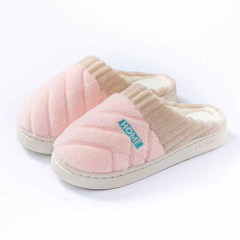 Cotton Slippers for Women in Autumn and Winter Indoor Thick-Soled Non-Slip Couples' Home Use Comfortable and Warm Plush Slippers for Men