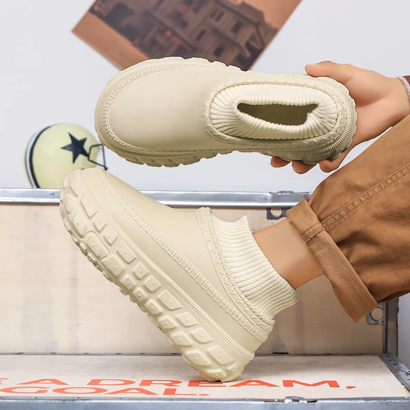 Winter Cross-Border Thick-Soled Cotton Slippers for Couples with Tire Soles, Warm Socks and Shoes for Men, Cotton Tow
