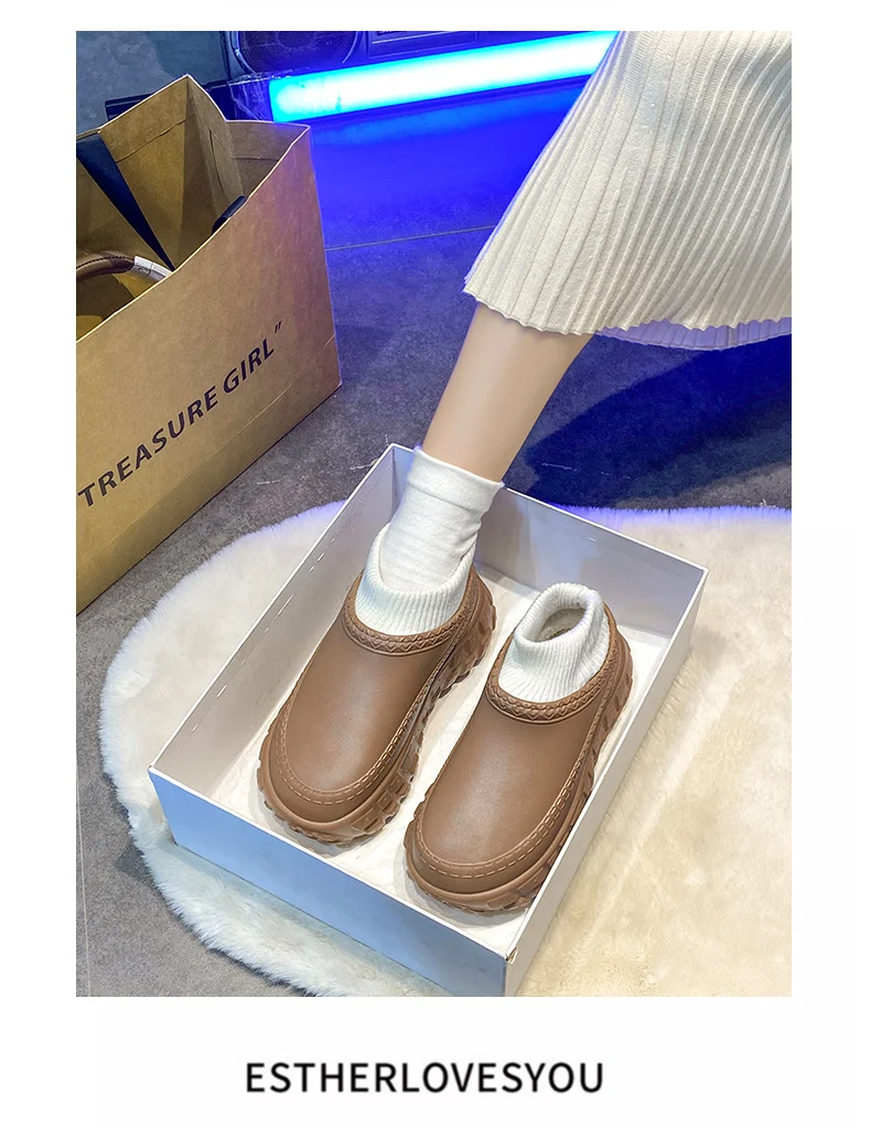 Winter Cross-Border Thick-Soled Cotton Slippers for Couples with Tire Soles, Warm Socks and Shoes for Men, Cotton Tow