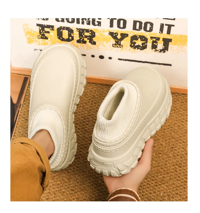 Winter Cross-Border Thick-Soled Cotton Slippers for Couples with Tire Soles, Warm Socks and Shoes for Men, Cotton Tow