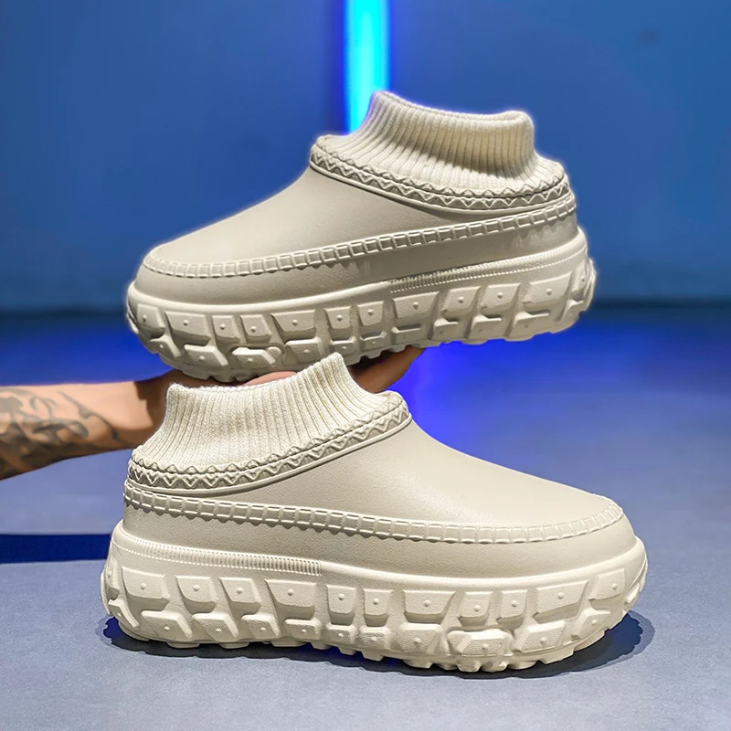 Winter Cross-Border Thick-Soled Cotton Slippers for Couples with Tire Soles, Warm Socks and Shoes for Men, Cotton Tow