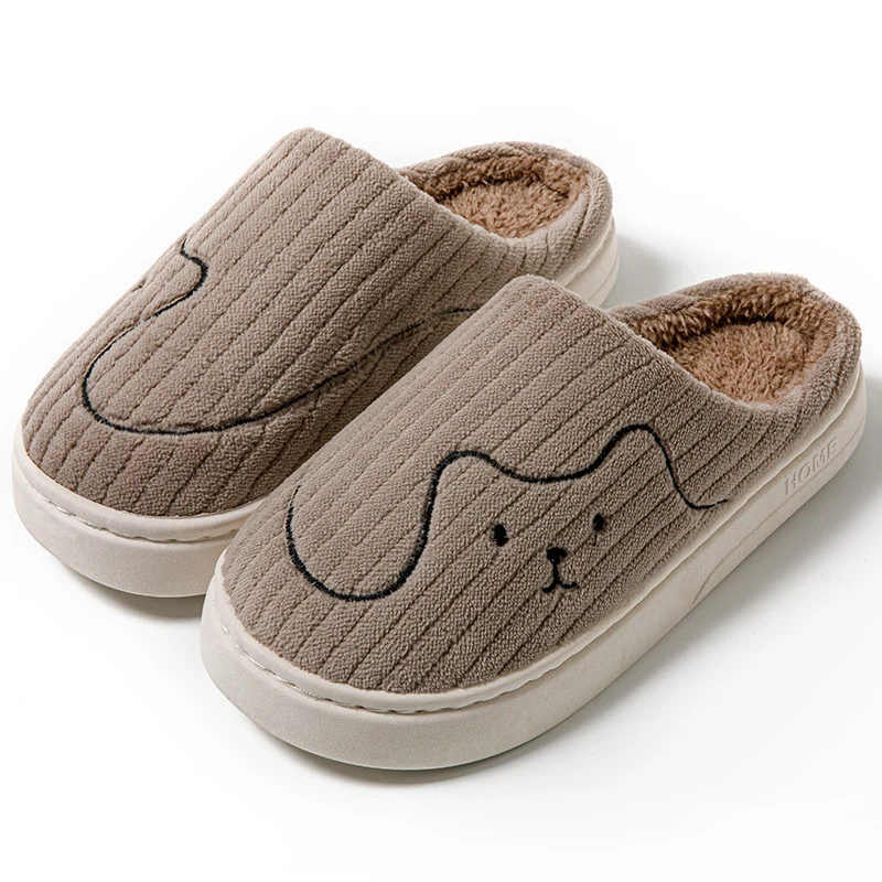 Cotton Slippers for Women in Autumn and Winter Cartoon Indoor Non-Slip Dormitory Home Warm Couple Plush Cotton Shoes for Men