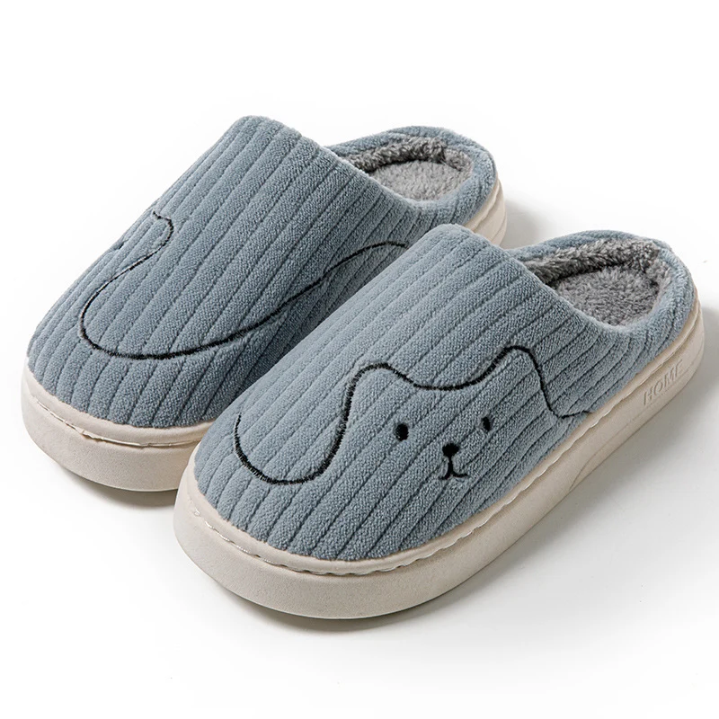 Cotton Slippers for Women in Autumn and Winter Cartoon Indoor Non-Slip Dormitory Home Warm Couple Plush Cotton Shoes for Men
