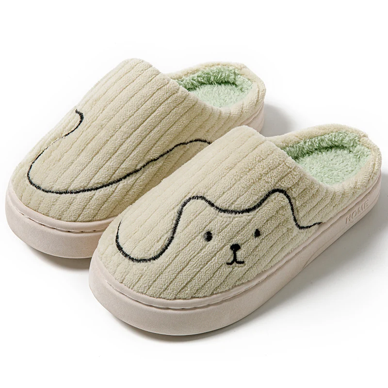 Cotton Slippers for Women in Autumn and Winter Cartoon Indoor Non-Slip Dormitory Home Warm Couple Plush Cotton Shoes for Men