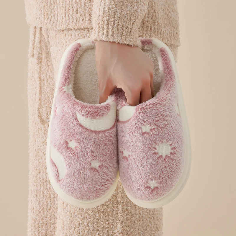 Starry Sky Cotton Slippers for Home Autumn/Winter 2026 New Indoor Warm Plush Winter Slippers for Women Home Use