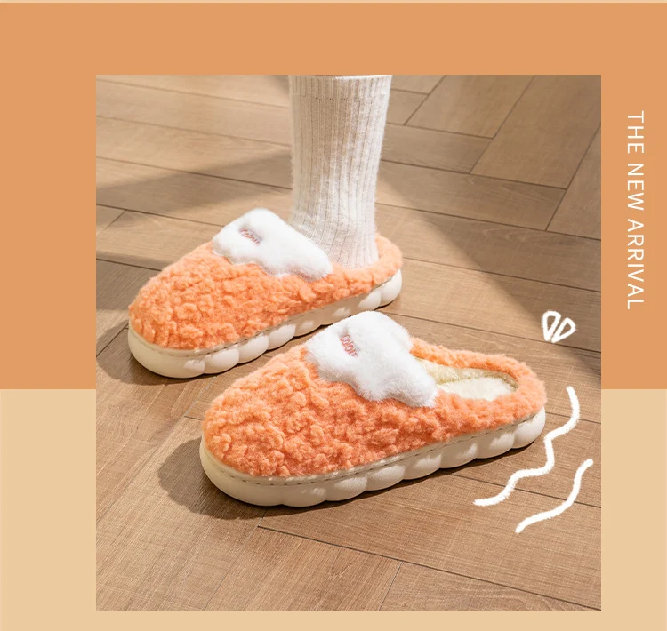 Cotton Slippers for Women, Cute Cartoon Indoor Non-Slip Warm Cotton Shoes for Students and Couples, Korean Style Slippers for Men, Winter Style