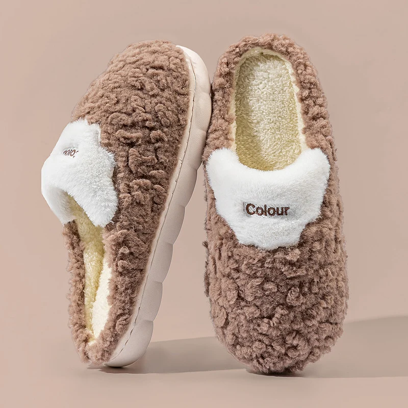 Cotton Slippers for Women, Cute Cartoon Indoor Non-Slip Warm Cotton Shoes for Students and Couples, Korean Style Slippers for Men, Winter Style