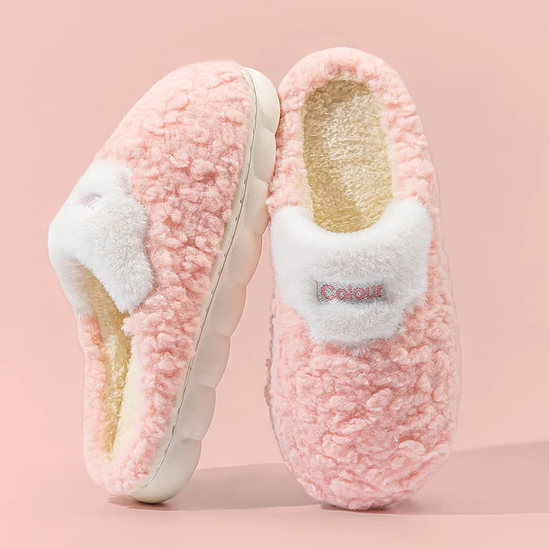 Cotton Slippers for Women, Cute Cartoon Indoor Non-Slip Warm Cotton Shoes for Students and Couples, Korean Style Slippers for Men, Winter Style