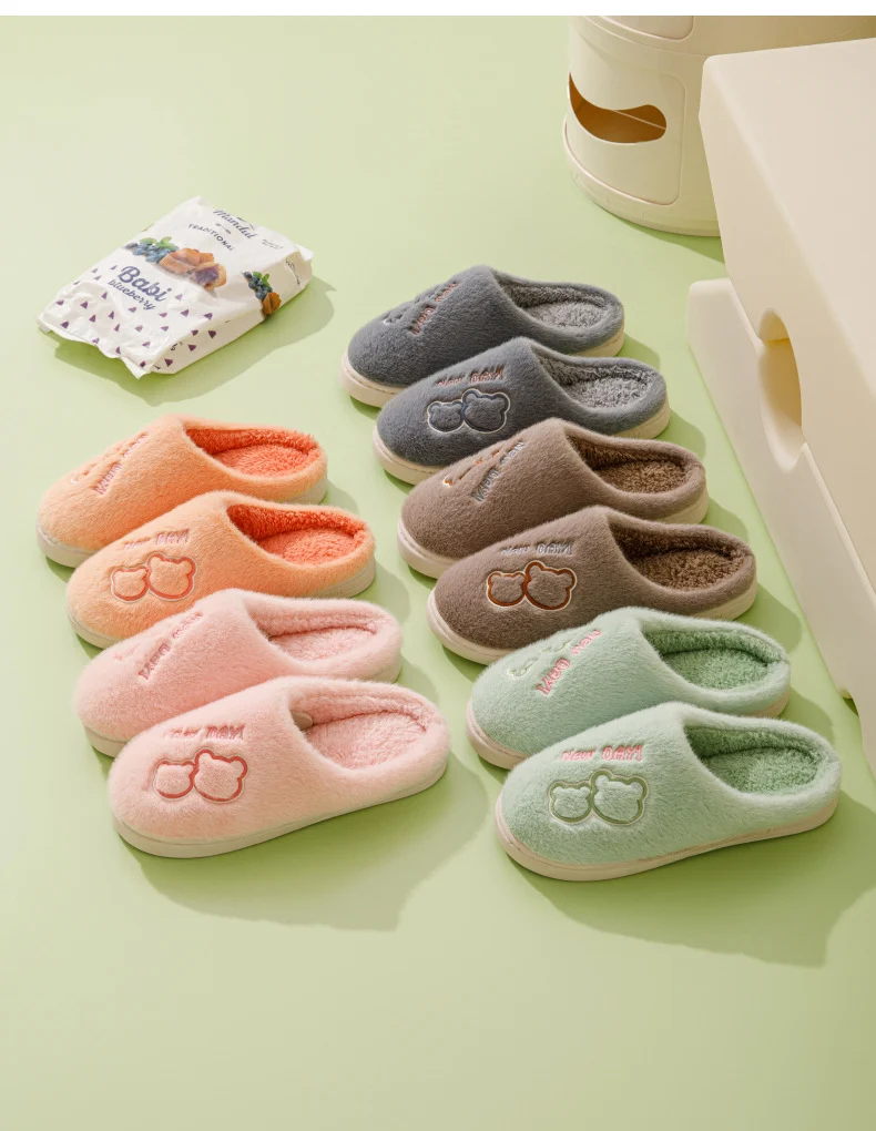 Cold-Proof Cotton Slippers for Women, Autumn and Winter Indoor Home Non-Slip Couple's Thick-Soled Furry Slippers for Men, Winter Home Use