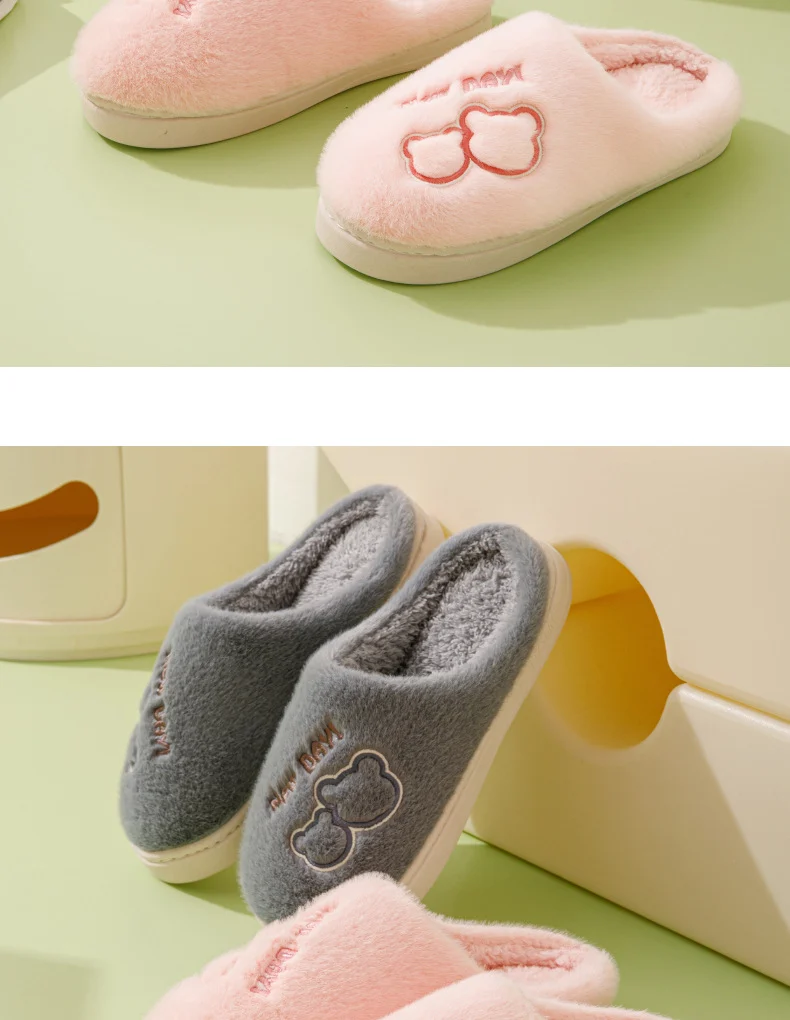 Cold-Proof Cotton Slippers for Women, Autumn and Winter Indoor Home Non-Slip Couple's Thick-Soled Furry Slippers for Men, Winter Home Use