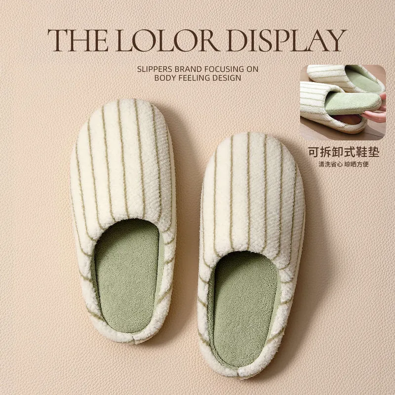 Cotton Slippers for Women Autumn and Winter 2025 New Indoor Home Silent Soft Bottom Non-Slip Floor Slippers for Men Winter