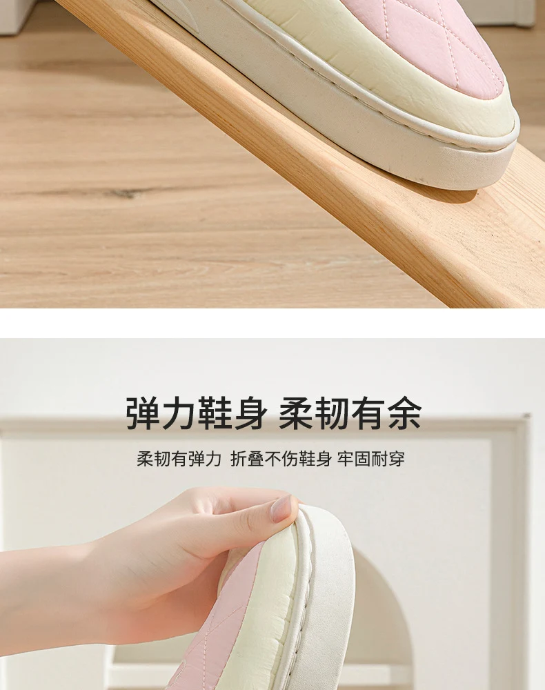 Winter Cotton Slippers for Women, Non-Slip, Warm and Velvet, Couple Style Indoor Cartoon Furry Shoes, Half-Pack Heel Home Shoes for Men