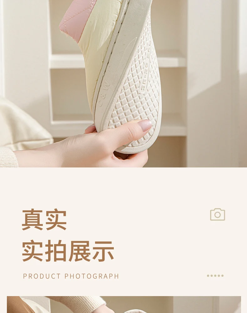 Winter Cotton Slippers for Women, Non-Slip, Warm and Velvet, Couple Style Indoor Cartoon Furry Shoes, Half-Pack Heel Home Shoes for Men