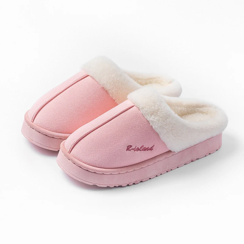 Cotton Slippers for Women in Autumn and Winter Indoor Home Non-Slip Fleece-Lined Warm Thick-Soled Couples Outer Wear Plush Cotton Shoes