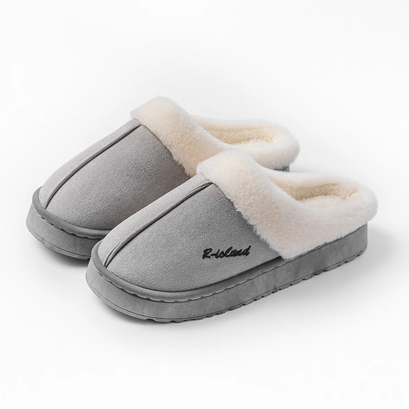 Cotton Slippers for Women in Autumn and Winter Indoor Home Non-Slip Fleece-Lined Warm Thick-Soled Couples Outer Wear Plush Cotton Shoes