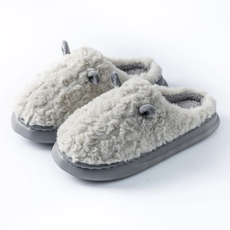 Cotton Slippers for Women, Cute Girly Heart, Indoor Home, Non-Slip, Warm, Couple Style, Dormitory Wearable Slippers for Men, Autumn and Winter