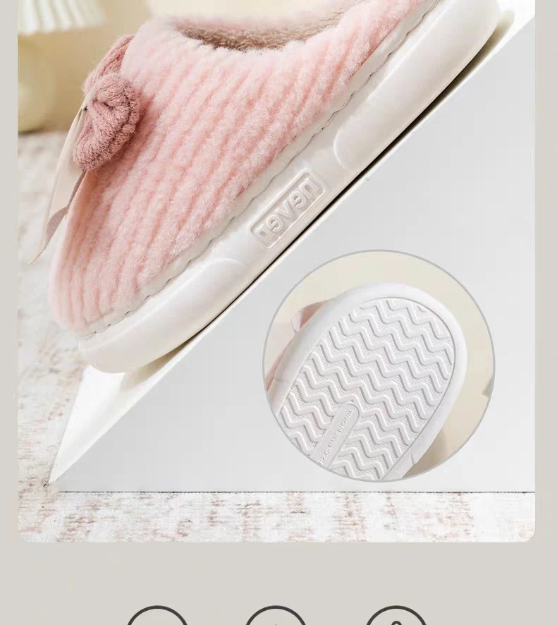 Cotton Slippers for Women in Autumn and Winter Home Non-Slip Thick-Soled Plush Indoor Home Slippers for Couples Plus Plush Slippers