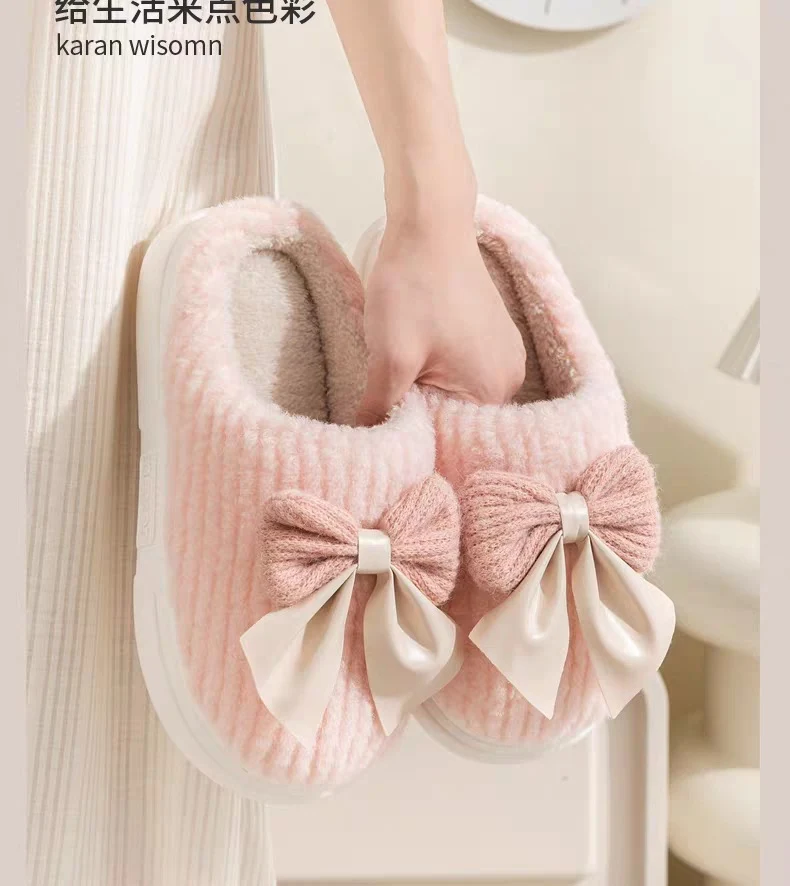 Cotton Slippers for Women in Autumn and Winter Home Non-Slip Thick-Soled Plush Indoor Home Slippers for Couples Plus Plush Slippers
